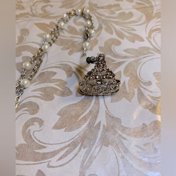 1928 Faux Pearl Necklace w/ 4D Pendant 20” Gorgeous - Picture 7 of 7